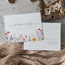 Lentekleur wilde bloem menu keuze RSVP briefkaart