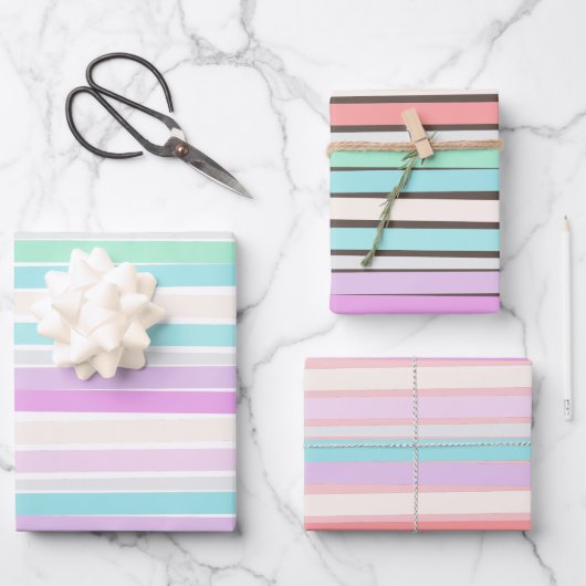 Lentekleuren in strepen inpakpapier vel (Voorkant)