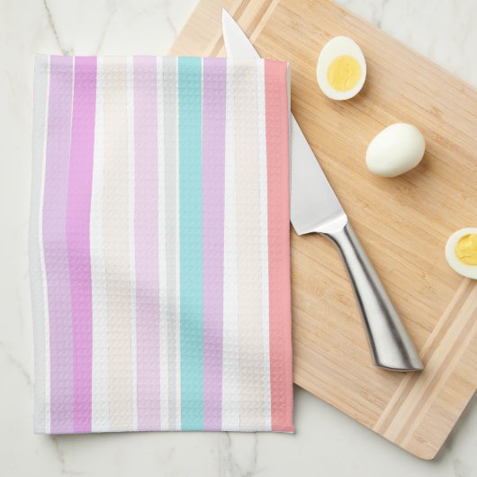 Lentekleuren in strepen theedoek (Quarter Fold)