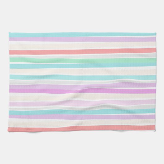 Lentekleuren in strepen theedoek (Horizontaal)