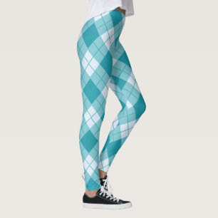 Lentekleuren Lichtblauw & wit geruit patroon Leggings