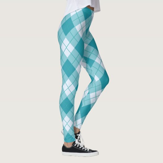 Lentekleuren Lichtblauw & wit geruit patroon Leggings (Rechts)