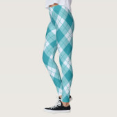 Lentekleuren Lichtblauw & wit geruit patroon Leggings (Links)