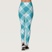 Lentekleuren Lichtblauw & wit geruit patroon Leggings (Achterkant)