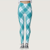 Lentekleuren Lichtblauw & wit geruit patroon Leggings (Voorkant)