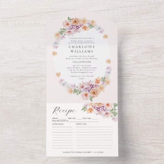 Lentekleurig vloerbek Romantisch Vrijgezellenfeest All In One Uitnodiging (Binnen)