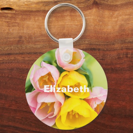 Lentekleurige tulpen sleutelhanger (Voorkant)