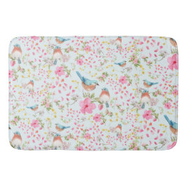 Lentekleurige vogels en bloemen         badmat