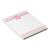 Lentekleurrijke bloemen monogram notitieblok (Schuin)