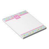 Lentekleurrijke bloemen monogram notitieblok (Schuin)