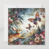 Lentekonijn en vlinders Glas in lood Pasen Feestdagenkaart (Voorkant)