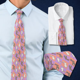 Lentekonijn Roze en Paarse Pastel Argyle Stropdas