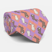 Lentekonijn Roze en Paarse Pastel Argyle  Stropdas (Opgerold)
