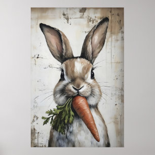 Lentekonijn Wortel Print, Paashaas Poster