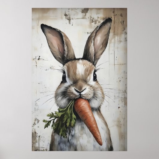 Lentekonijn Wortel Print, Paashaas Poster (Voorkant)