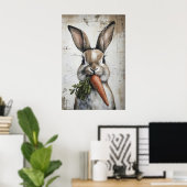 Lentekonijn Wortel Print, Paashaas Poster (Thuiskantoor)