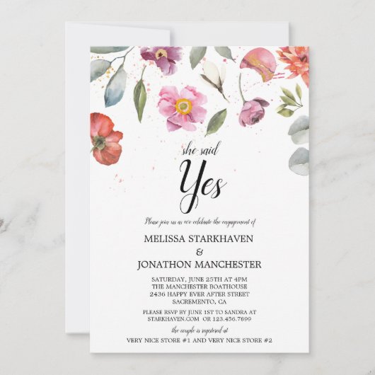 lentekort Ze zei ja tegen Engagement Party Kaart (Voorkant)