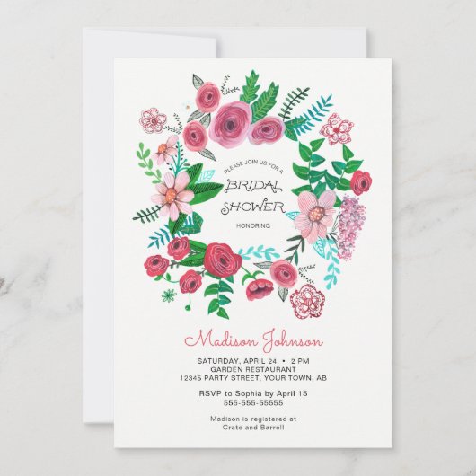 Lentekrans | Bruidsmeisje | Uitnodiging (Voorkant)