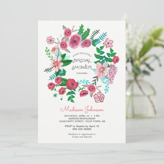 Lentekrans | Bruidsmeisje | Uitnodiging (Staand voorkant)