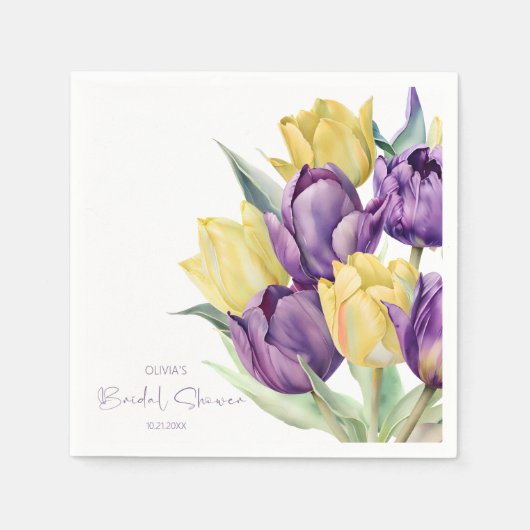 Lentekrans tulpen Bruids douche Servet (Voorkant)