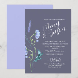 Lentekrans van wilde bloemen in gedempte paarse ti kaart