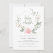 lentekrans | Waterverf Floral Baby shower Kaart (Voorkant)