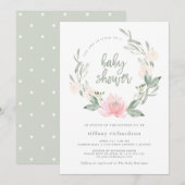 lentekrans | Waterverf Floral Baby shower Kaart (Voorkant / Achterkant)