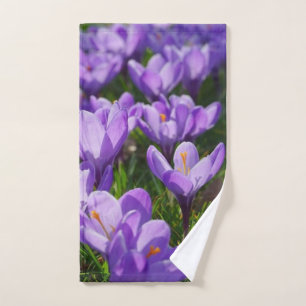 Lentekrokus Paarse Bloemige Badkamer Handdoek