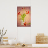 Lentelentebloemen met textuur poster (Keuken)