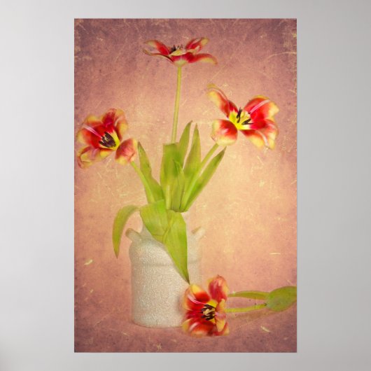 Lentelentebloemen met textuur poster (Voorkant)
