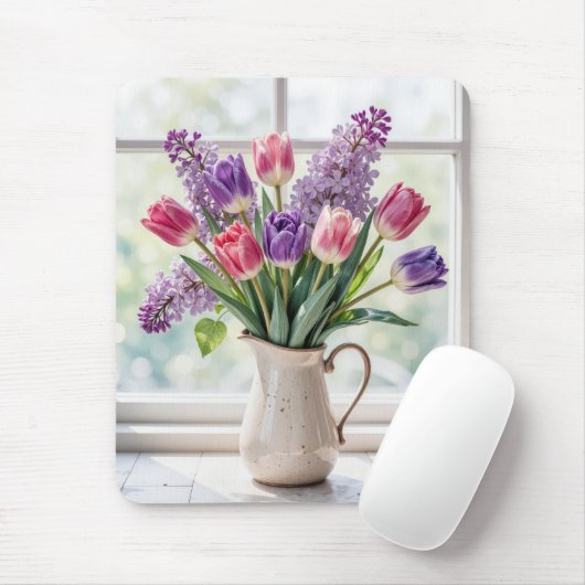 Lentelilacs en tulpenboeket muismat (Met muis)