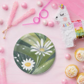 Lentemadelief | Aquarel Witte Bloementuin Papieren Bordje (Feest)