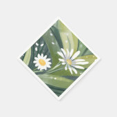 Lentemadelief | Waterverf Witte Bloementuin Servet (Hoek)