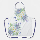  lentemadeliefjes, blauwe bloemen & vlinders schort (Voorkant)