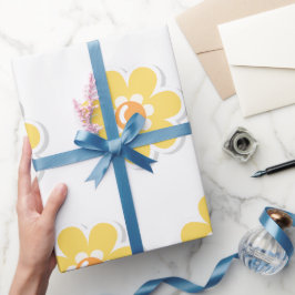 Lentemadeliefjes op pastel lichtgroen cadeaupapier