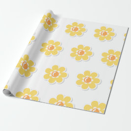 Lentemadeliefjes op pastel lichtgroen cadeaupapier