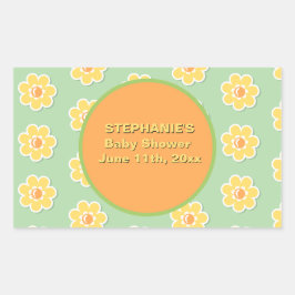 Lentemadeliefjes op pastel lichtgroen rechthoekige sticker