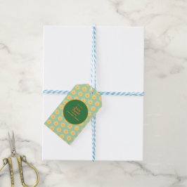 Lentemadeliefjes op zachte saliegroene achtergrond cadeaulabel