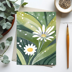 Lentemadeliefjes   Waterverf Witte Bloemen Briefkaart