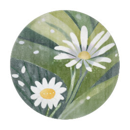 Lentemadeliefjes | Waterverf Witte Bloementuin Snijplank