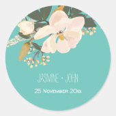 Lentemagnolia bloemboeket ronde sticker (Voorkant)