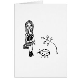 Lentemeisje Met Lieveheersbeestje Doodle Kunst
