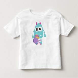 lentemonster, blauw monster, bloemen, paarden kinder shirts