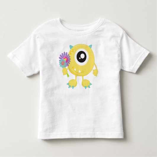 lentemonster, geel monster, bloemen, paarden kinder shirts (Voorkant)