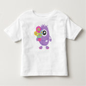 Lentemonster, Paarse monster, kleurrijke bloemen Kinder Shirts (Voorkant)