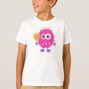 lentemonster, roze monster, bloemen, paarden t-shirt