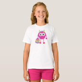 lentemonster, roze monster, paarden, bloemen t-shirt (Voorkant volledig)