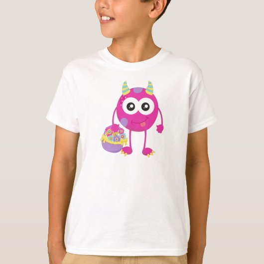 lentemonster, roze monster, paarden, bloemen t-shirt (Voorkant)