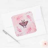 Lentemot Tussen Kersenbloesems Vierkante Sticker (Envelop)