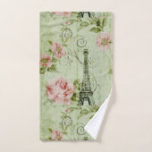 lentemunt roze florale paris eiffeltoren bad handdoek (Handdoek)
